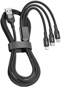 Кабель 3 в 1 Remzona USB - Apple Lightning - type-C - Micro USB 6924436491420 1,2 м