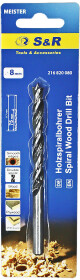 Свердло S&R спіральне по дереву Meister 216820080 8 мм