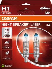 Автолампа Osram Night Breaker Laser H1 P14,5s 55 W прозрачно-голубая 64150NL-2HB