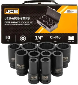 Набір торцевих головок JCB JCB-6108-9MPB 3/4
