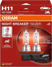 Автолампа Osram Osram Night Breaker Silver H11 PGJ19-2 55 W прозрачный 64211NBS-2HB