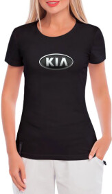 Футболка женская Globuspioner классическая Kia Logo черная принт спереди