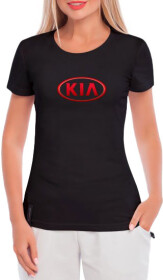 Футболка женская Globuspioner классическая Kia Logo Red черная принт спереди