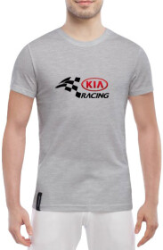Футболка чоловіча Globuspioner класична Kia Racing сіра принт спереду