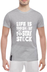 Футболка мужская Globuspioner классическая Life Too Short to Stay Stock серый спереди