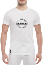 Футболка мужская Globuspioner классическая Nissan Logo Silver белый спереди
