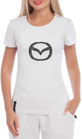 Футболка жіноча Globuspioner класична Mazda Tribal Logo біла принт спереду
