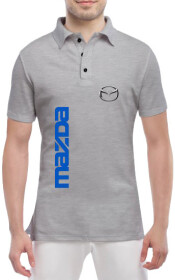 Футболка чоловіча Globuspioner поло Mazda Big Sign Vertical Blue сіра принт спереду