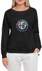 Свитшот женский Globuspioner Alfa Romeo Big Logo v2 принт спереди спущенный рукав чёрный