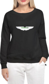 Свитшот женский Globuspioner Aston Martin Silver Wings спереди спущенный рукав чёрный