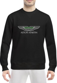Світшот чоловічий Globuspioner Aston Martin Vector Logo Green принт спереду класичний рукав чорний