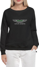 Світшот жіночий Globuspioner Aston Martin Vector Logo Green принт спереду спущений рукав чорний