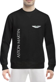 Світшот чоловічий Globuspioner Aston Martin Vertical Logo принт спереду класичний рукав чорний