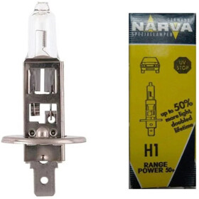 Автолампа Narva Range Power 50+ H1 P14,5s 55 W прозрачная 48334