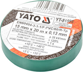 Ізоляційна стрічка Yato yt81595 зелена ПВХ 15 мм х 20 м