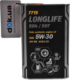 Моторное масло Mannol Longlife 504/507 (Metal) 5W-30 синтетическое