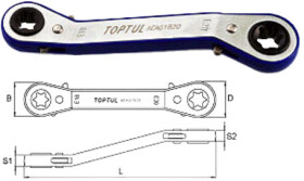 Ключ накидной трещоточный Toptul AEAG0607 S-образный E6xE7