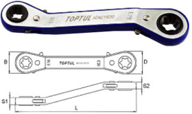 Ключ накидной трещоточный Toptul AEAG1820 S-образный E18xE20