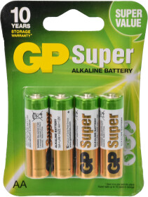Батарейка GP Super Alkaline 15AU4 AA (пальчиковая) 1,5 V 4 шт