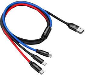 Кабель 3 в 1 Baseus USB - Apple Lightning - type-C - Micro USB Three Primary Colors CAMLT-ASY0 0,3 м