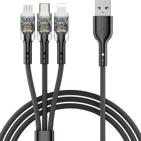 Кабель 3 в 1 Proda USB - Apple Lightning - type-C - Micro USB Azeada Seeman PD-B94TH-BK 1,2 м
