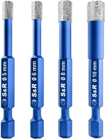 Набір свердл S&R трубчастих по плитці та склу 252500004 5-10 мм 4 шт.