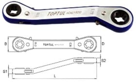 Ключ тріскачка накидний Toptul AEAG0810 S-подібний E8xE10