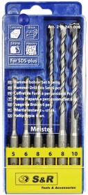 Набор буров S&R Meister 210241006 спиральных по кирпичу и бетону 5-10 мм 6 шт.