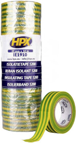 Изолента HPX IE1910 желто-зеленая ПВХ 19 мм x 10 м