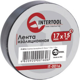 Изолента Intertool it0016 черная ПВХ 17 мм x 15 м