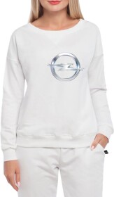 Свитшот женский Globuspioner Opel Big Logo Silver спереди спущенный рукав белый