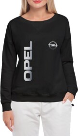 Свитшот женский Globuspioner Opel Vertical Logo спереди спущенный рукав чёрный