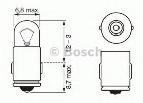 Автолампа Bosch Trucklight T3W BA7s 3 W прозрачная 1987302519