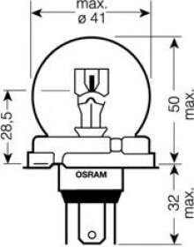 Автолампа Osram Super Bright Premium R2 P45t 90 W 100 W прозора 64204SB