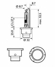 Автолампа Philips Xenon WhiteVision D2R P32d-3 35 W прозора 85126WHVS1