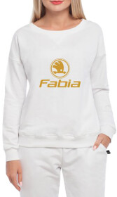 Світшот жіночий Globuspioner Skoda Fabia Logo принт спереду спущений рукав білий