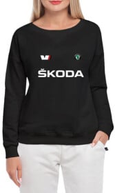 Світшот жіночий Globuspioner Skoda VIRS Big Logo принт спереду спущений рукав чорний