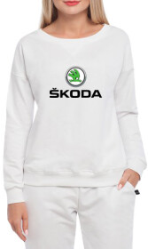 Світшот жіночий Globuspioner Skoda Big Logo принт спереду спущений рукав білий