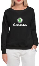 Світшот жіночий Globuspioner Skoda Big Logo принт спереду спущений рукав чорний