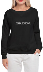 Світшот жіночий Globuspioner Skoda Big Logo Silver принт спереду спущений рукав чорний