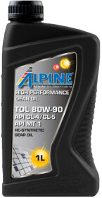 Трансмиссионное масло Alpine TDL GL-4 / 5 MT-1 80W-90 синтетическое