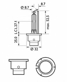 Автолампа Philips X-tremeVision D2S P32d-2 35 W прозора 85122XVC1