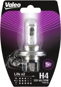 Автолампа Valeo H4 P43t-38 55 W 60 W прозрачная 032508