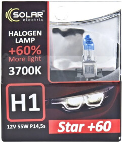 Автолампа Solar Star + 60 H1 P14,5s 55 W прозоро-блакитна 1231S2