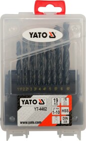 Набор сверл Yato спиральных по металлу YT-4462 1-10 мм 19 шт.