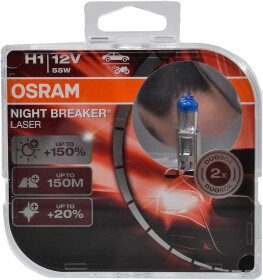 Автолампа Osram Night Breaker Laser H1 P14,5s 55 W прозрачно-голубая 64150nlhcb