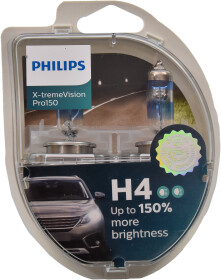 Автолампа Philips X-tremeVision Pro150 H4 P43t-38 55 W 60 W прозрачно-голубая 12342XVPS2