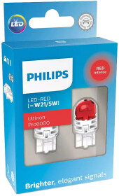 Автолампа Philips Ultinon Pro6000 W21/5W W3x16q красная 11066RU60X2