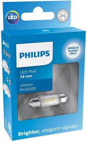 Автолампа Philips Ultinon Pro6000 SV8,5 белая 11854CU60X1