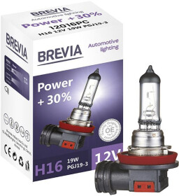 Автолампа Brevia Power +30% H16 PGJ19-3 19 W прозора 12016PC